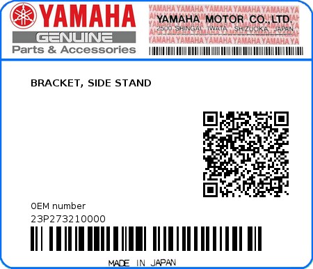 Product image: Yamaha - 23P273210000 - BRACKET, SIDE STAND  0