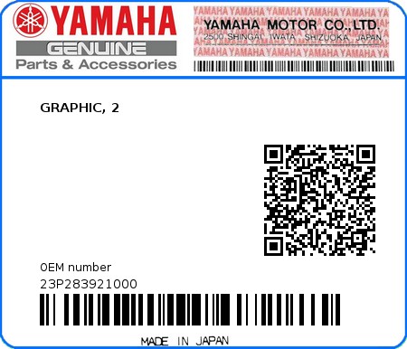 Product image: Yamaha - 23P283921000 - GRAPHIC, 2  0