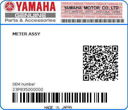 Product image: Yamaha - 23P835000000 - METER ASSY  0