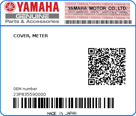Product image: Yamaha - 23P835590000 - COVER, METER  0