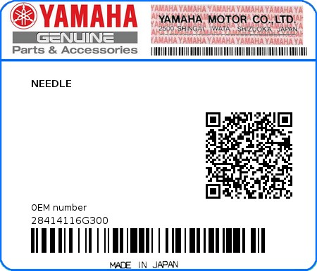 Product image: Yamaha - 28414116G300 - NEEDLE  0