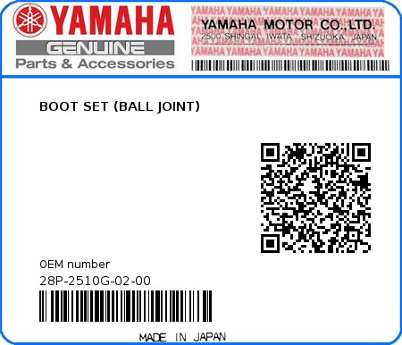 Product image: Yamaha - 28P-2510G-02-00 - BOOT SET (BALL JOINT)  0