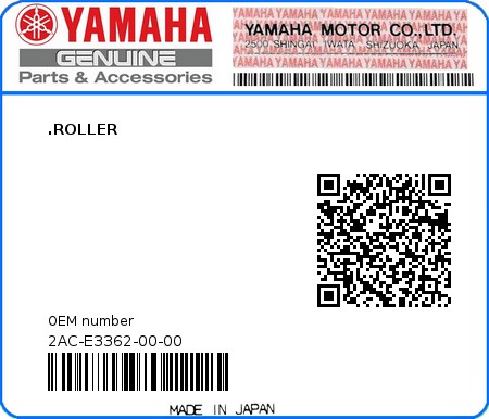 Product image: Yamaha - 2AC-E3362-00-00 - .ROLLER  0