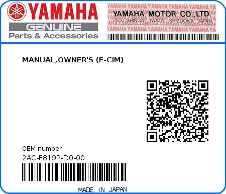 Product image: Yamaha - 2AC-F819P-D0-00 - MANUAL,OWNER'S (E-CIM)  0