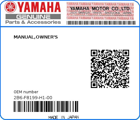 Product image: Yamaha - 2B6-F8199-H1-00 - MANUAL,OWNER'S  0