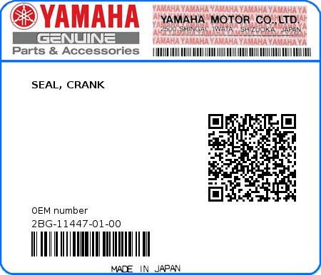Product image: Yamaha - 2BG-11447-01-00 - SEAL, CRANK  0