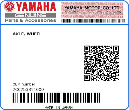 Product image: Yamaha - 2C0253811000 - AXLE, WHEEL  0