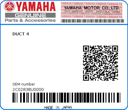 Product image: Yamaha - 2C02838U0000 - DUCT 4  0