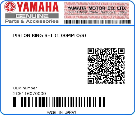 Product image: Yamaha - 2C6116070000 - PISTON RING SET (1.00MM O/S)  0