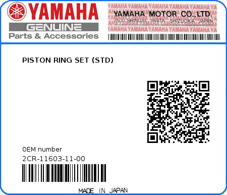 Product image: Yamaha - 2CR-11603-11-00 - PISTON RING SET (STD)  0