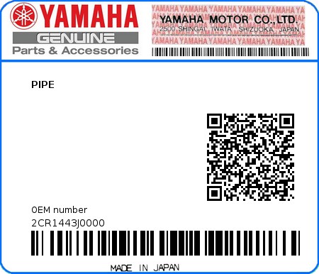 Product image: Yamaha - 2CR1443J0000 - PIPE  0