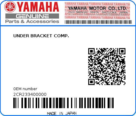 Product image: Yamaha - 2CR233400000 - UNDER BRACKET COMP.  0