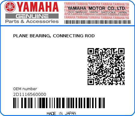 Product image: Yamaha - 2D1116560000 - PLANE BEARING, CONNECTING ROD  0
