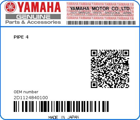 Product image: Yamaha - 2D1124840100 - PIPE 4  0