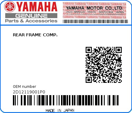 Product image: Yamaha - 2D12119001P0 - REAR FRAME COMP.  0