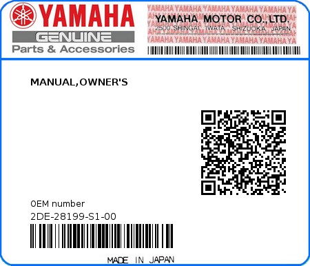Product image: Yamaha - 2DE-28199-S1-00 - MANUAL,OWNER'S  0