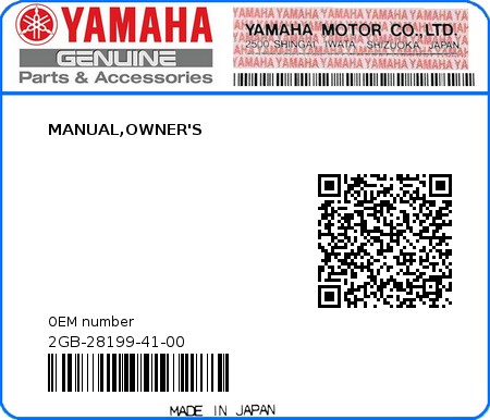 Product image: Yamaha - 2GB-28199-41-00 - MANUAL,OWNER'S  0