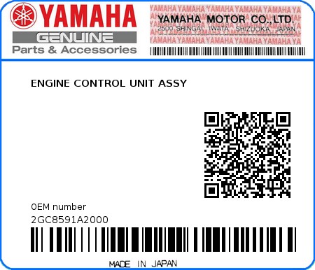 Product image: Yamaha - 2GC8591A2000 - ENGINE CONTROL UNIT ASSY  0