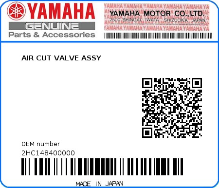 Product image: Yamaha - 2HC148400000 - AIR CUT VALVE ASSY  0