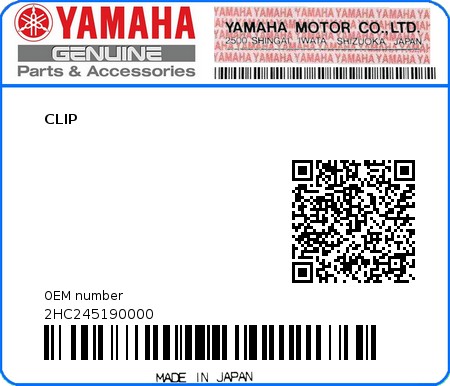 Product image: Yamaha - 2HC245190000 - CLIP  0