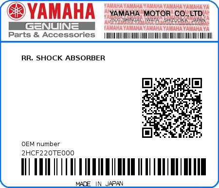 Product image: Yamaha - 2HCF220TE000 - RR. SHOCK ABSORBER  0