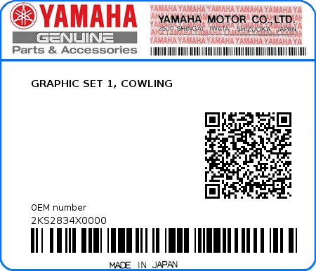 Product image: Yamaha - 2KS2834X0000 - GRAPHIC SET 1, COWLING  0