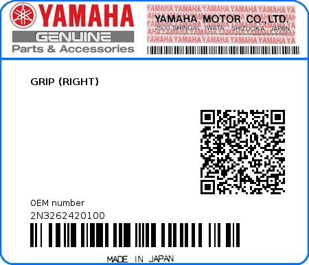 Product image: Yamaha - 2N3262420100 - GRIP (RIGHT)  0