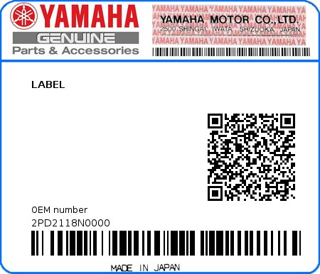 Product image: Yamaha - 2PD2118N0000 - LABEL  0