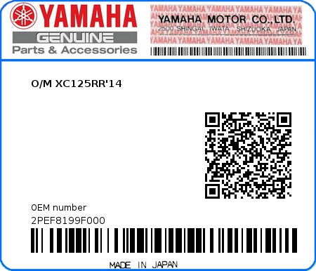 Product image: Yamaha - 2PEF8199F000 - O/M XC125RR'14  0