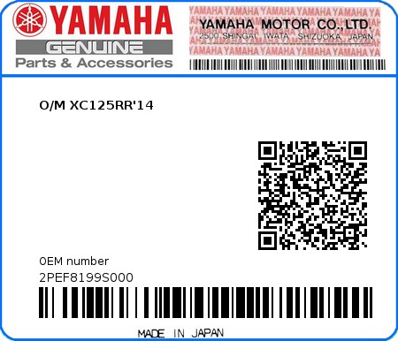 Product image: Yamaha - 2PEF8199S000 - O/M XC125RR'14  0