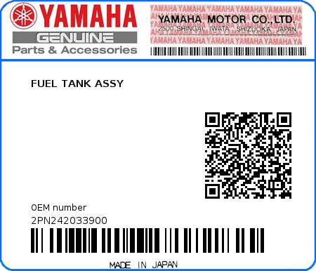 Product image: Yamaha - 2PN242033900 - FUEL TANK ASSY  0