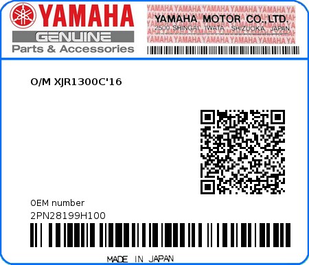 Product image: Yamaha - 2PN28199H100 - O/M XJR1300C'16  0