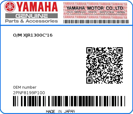 Product image: Yamaha - 2PNF8199P100 - O/M XJR1300C'16  0