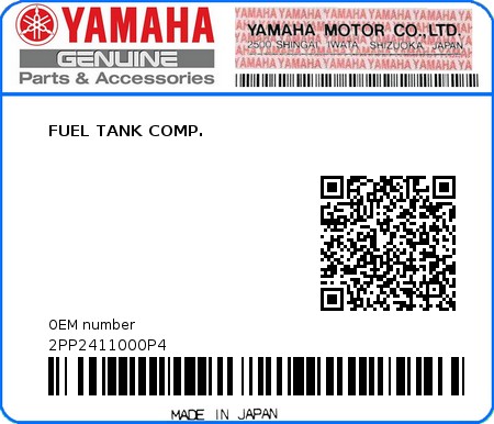 Product image: Yamaha - 2PP2411000P4 - FUEL TANK COMP.  0