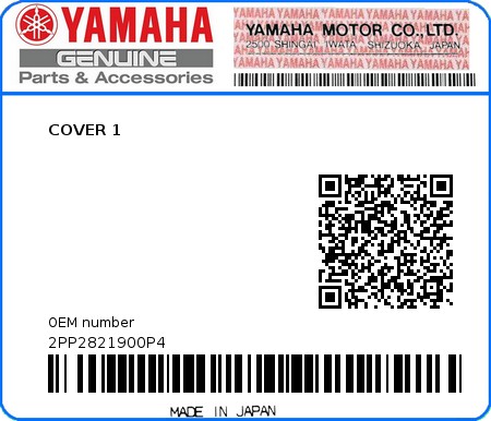 Product image: Yamaha - 2PP2821900P4 - COVER 1  0