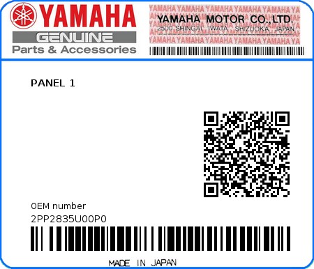 Product image: Yamaha - 2PP2835U00P0 - PANEL 1  0