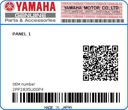 Product image: Yamaha - 2PP2835U00P4 - PANEL 1  0