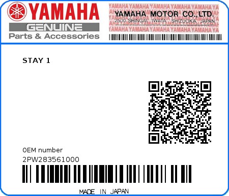 Product image: Yamaha - 2PW283561000 - STAY 1  0