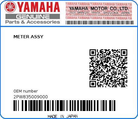 Product image: Yamaha - 2PW835009000 - METER ASSY  0