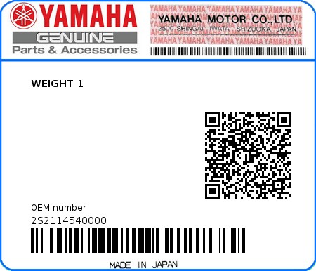 Product image: Yamaha - 2S2114540000 - WEIGHT 1  0