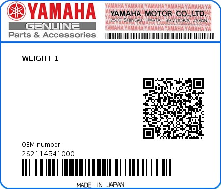 Product image: Yamaha - 2S2114541000 - WEIGHT 1  0