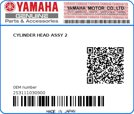 Product image: Yamaha - 2S3111030900 - CYLINDER HEAD ASSY 2  0