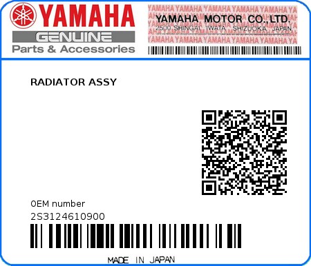 Product image: Yamaha - 2S3124610900 - RADIATOR ASSY  0