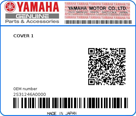 Product image: Yamaha - 2S31246A0000 - COVER 1  0
