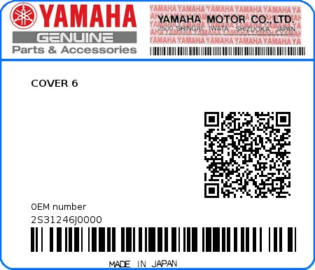 Product image: Yamaha - 2S31246J0000 - COVER 6  0