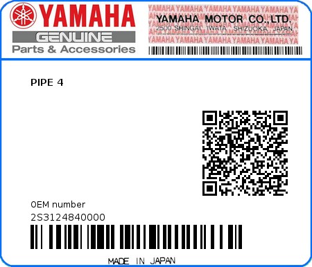 Product image: Yamaha - 2S3124840000 - PIPE 4  0
