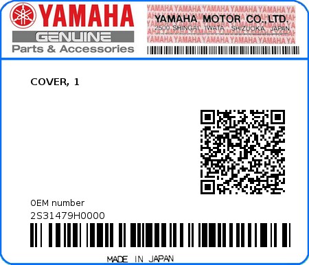 Product image: Yamaha - 2S31479H0000 - COVER, 1  0
