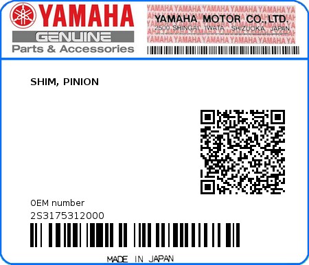 Product image: Yamaha - 2S3175312000 - SHIM, PINION  0
