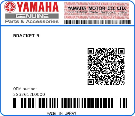 Product image: Yamaha - 2S32612L0000 - BRACKET 3  0
