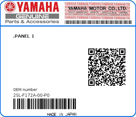 Product image: Yamaha - 2SL-F172A-00-P0 - .PANEL 1  0